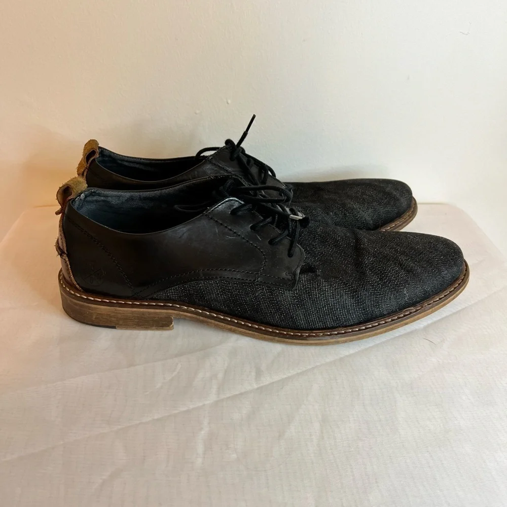 Bull Boxer Shoes Mens 12 Skyll Oxford Black Denim Leather Lace Up Handmade